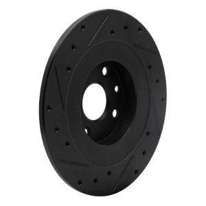 Mazda Miata Brake Rotor (1) - Rear Right - R1 Concepts - Drilled & Slotted - Black - `01-`05